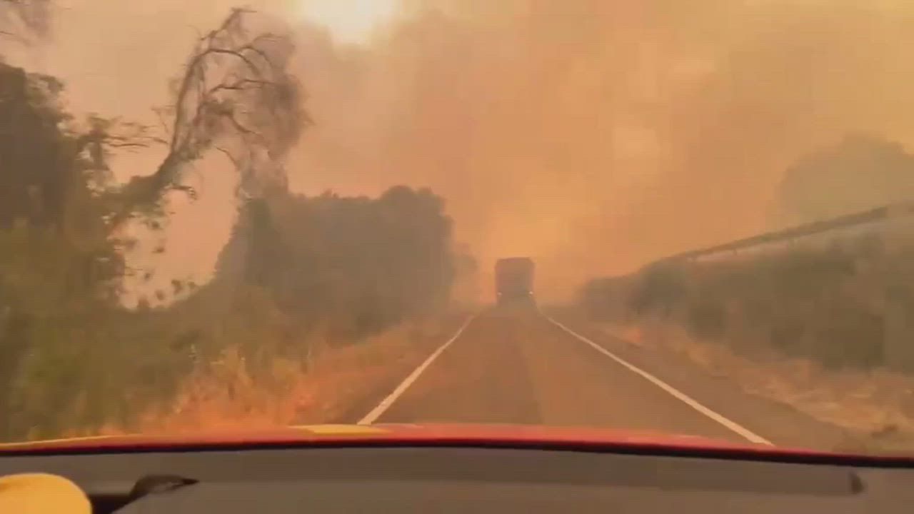Spain: Military firefighters enter smoke-filled battlefield as forest fire rages near Zaragoza