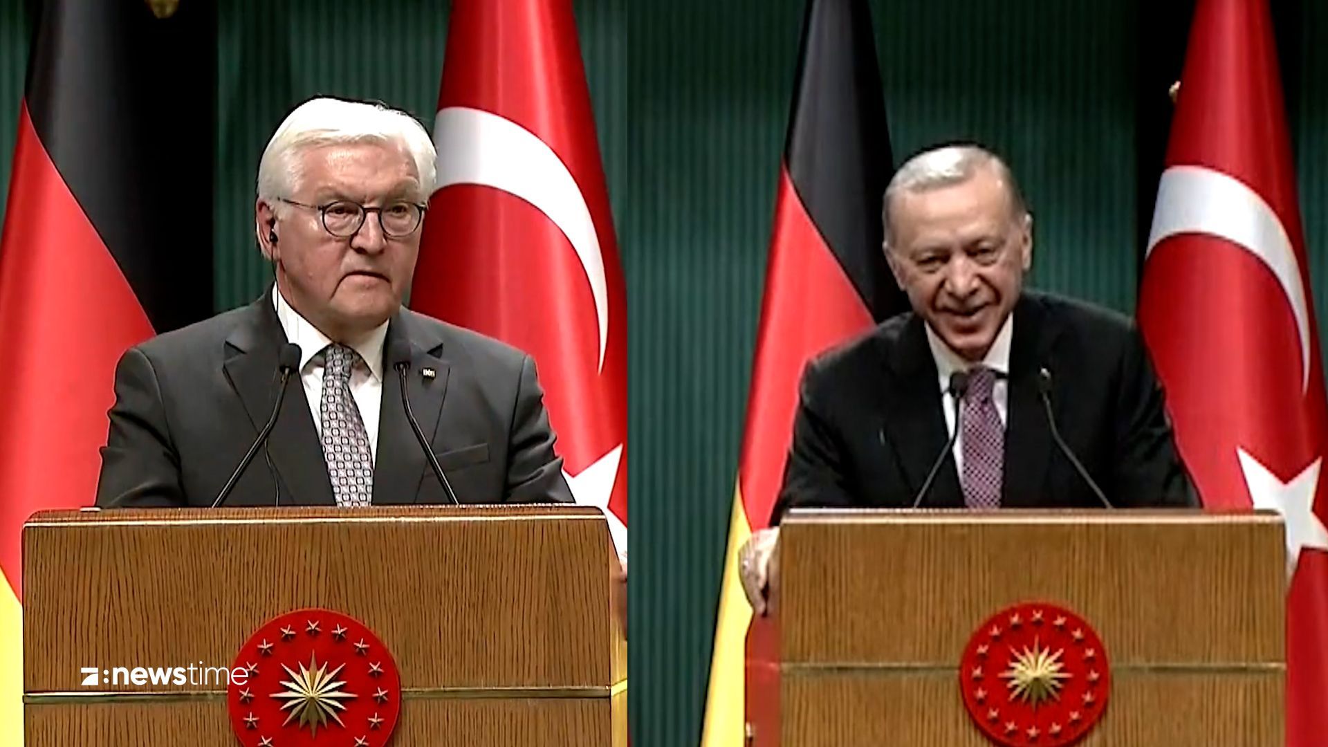 Döner-Debatte: Steinmeier bleibt ernst, Erdogan scherzt herum