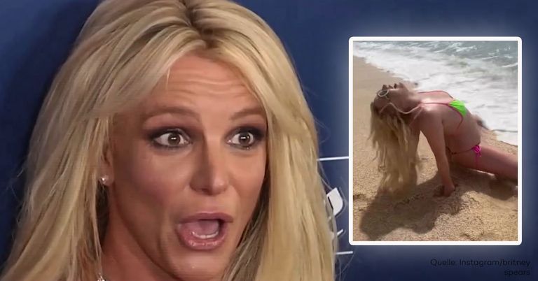 Breitbeinig im Wasser: Wilde Posen von Britney Spears