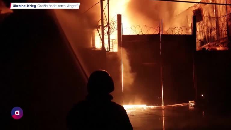 Ukraine-Krieg: Großbrände nach Angriff