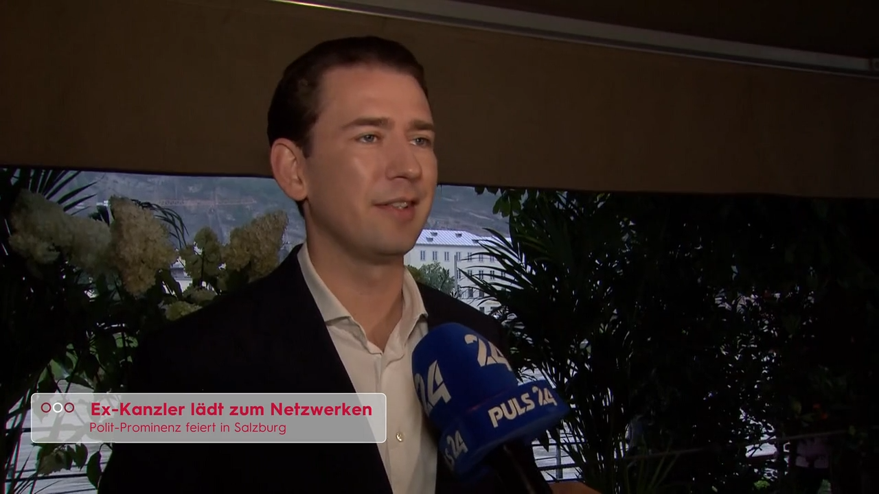 Video: Gin Tonic, Schinkenfleckerl & Comeback-Flair: Sebastian Kurz lädt zum Netzwerken