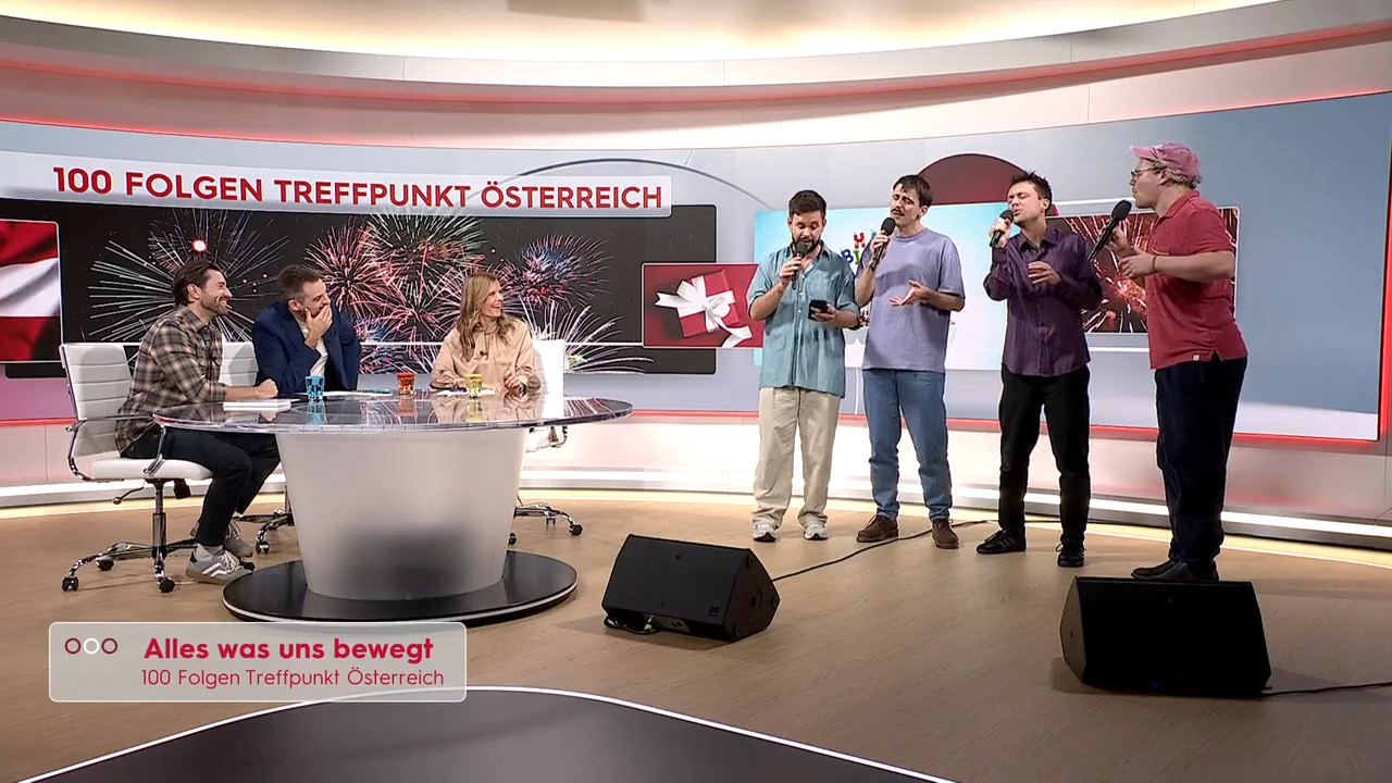 Video: Treffpunkt Österreich feiert 100. Sendung mit Musik, Torte & Schmäh